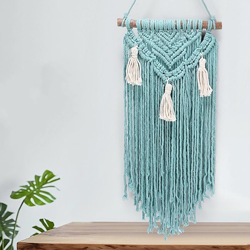 

Boho Hand Woven Macrame Wall Tapestry Bohemian Boho Art Decor Hanging Wedding Backdrop Home Bedroom Living Room Decoration Nordic Handmade Tassel Cotton