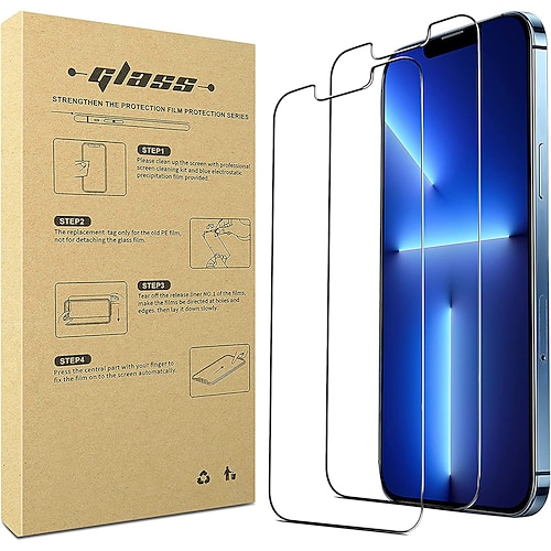 

[2 Pack] Phone Screen Protector For Apple iPhone 14 Pro Max 14 Plus 13 12 11 Pro Max Mini SE Tempered Glass High Definition (HD) 9H Hardness Scratch Proof Phone Accessory