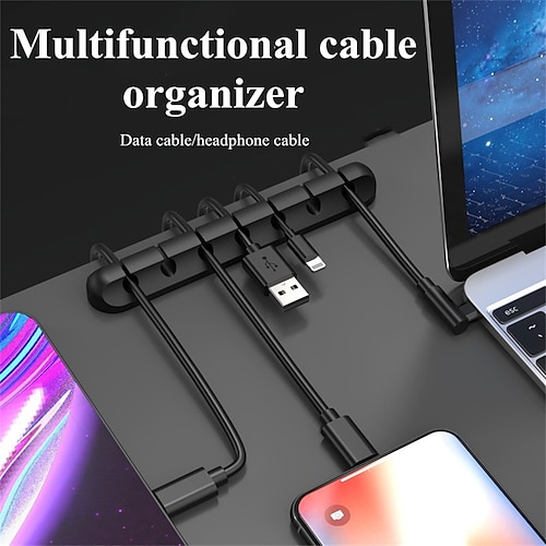 

3 Pcs a Set Cable Organizer Silicone USB Cable type c Winder Desktop Tidy Management Clips Cable Holder for Mouse Headphone Wire