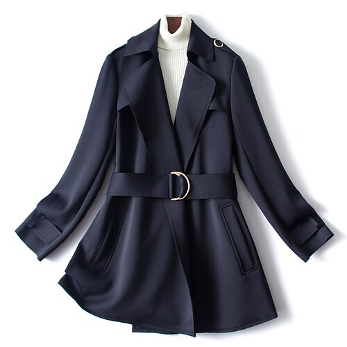 

Women's Trench Coat Warm Breathable Outdoor Daily Wear Vacation Going out Lace up Pocket Single Breasted Turndown Active Casual Comfortable Street Style Solid Color Regular Fit Outerwear Long Sleeve