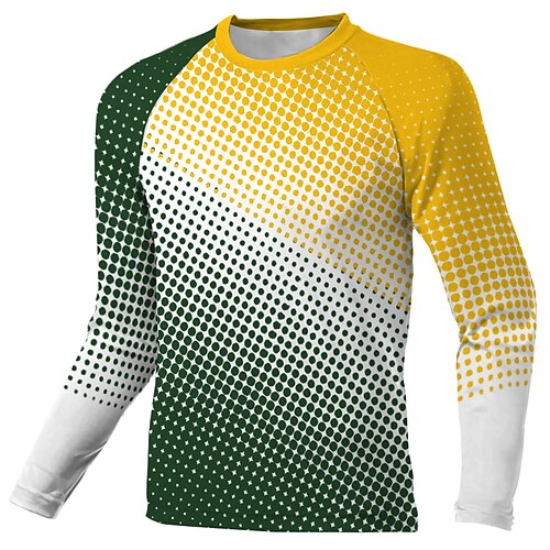 

Men's Downhill Jersey Long Sleeve Green Yellow Polka Dot Bike Breathable Quick Dry Polyester Spandex Sports Polka Dot Clothing Apparel / Stretchy