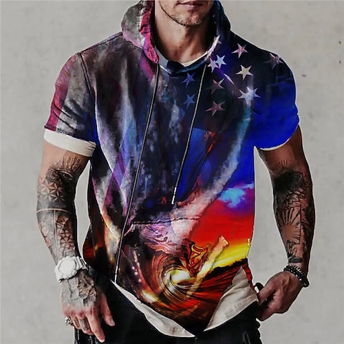 

Herren Unisex Hoodie Sweatshirt Kapuze Blau Mit Kapuze Grafik-Drucke Nationalflagge Bedruckt Sport Natur Täglich Sport 3D-Druck Strassenmode Designer Casual Frühling Sommer Bekleidung / Kurzarm
