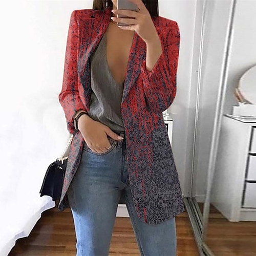 

Women's Blazer Breathable Comfortable Office Work Office / Career Vacation Print Open Front Turndown OL Style Elegant Modern Office / career Gradient Color Regular Fit Outerwear Long Sleeve Winter