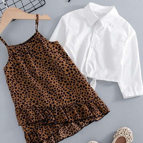 

Kids Girls' Clothing Set 2 Pieces Long Sleeve Brown Leopard Outdoor Active Daily Regular 2-6 Years