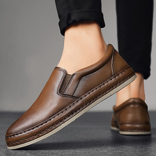

Men's Loafers Slip-Ons Casual British Daily Office Career PU Black Brown Fall