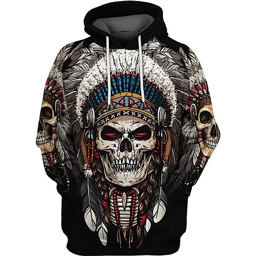 

Men's Unisex Pullover Hoodie Sweatshirt Hooded Skull Graphic Prints Print Sports Outdoor Daily Sports 3D Print Basic Streetwear Hoodies Sweatshirts Long Sleeve Black