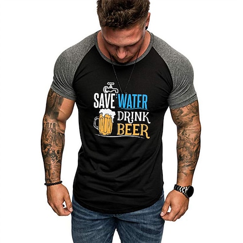 

Men's T shirt Tee Hot Stamping Graphic Letter Crew Neck Street Daily Print Short Sleeve Tops Designer Casual Fashion Comfortable Black / Summer