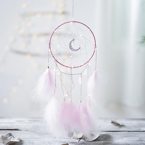 

cross-border explosion dream catcher crescent series upgraded version finished product plus lamp material package ins style weaving crafts