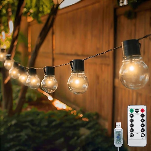 

6.5m Globe String Lights Outdoor 25LEDs EL 5mm USB with Mini Controller 1 set Warm White Holiday Lights USB Party Holiday USB Powered