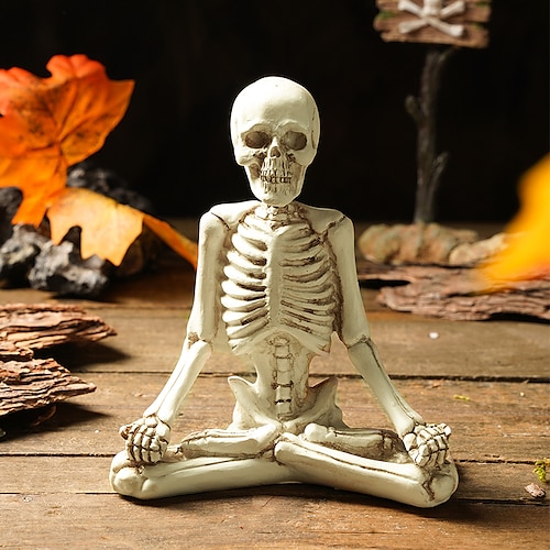 

Meditation Skull Halloween Home Garden Ornament Decorative Objects Resin Modern Contemporary for Home Decoration Gifts 1pc