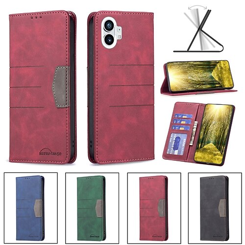 

Phone Case For Nothing Phone 1 Wallet Card Nothing Phone 1 Card Holder Slots Magnetic Flip Kickstand Solid Colored PU Leather