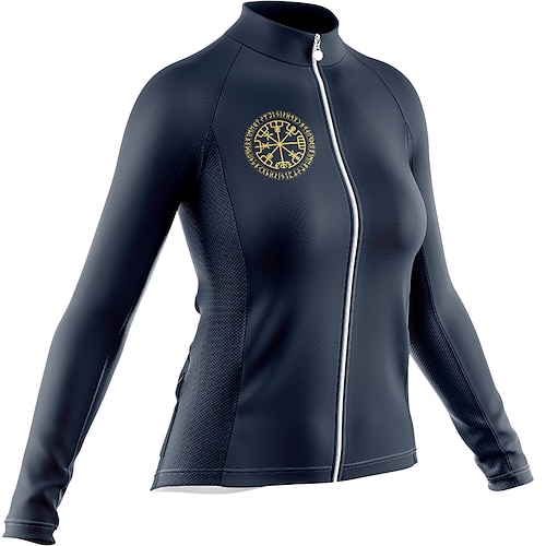 

21Grams Women's Cycling Jersey Long Sleeve Bike Jersey with 3 Rear Pockets Mountain Bike MTB Road Bike Cycling Cycling Breathable Ultraviolet Resistant Quick Dry Black Dark Navy Polyester Sports