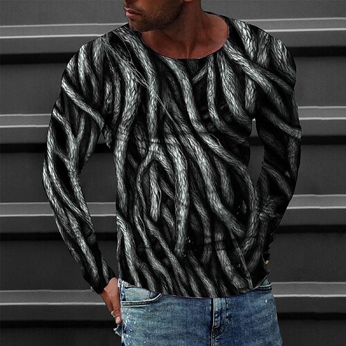 

Men's T shirt Tee Tee Graphic Round Neck Black Long Sleeve 3D Print Casual Daily Print Tops Fashion Designer Comfortable Big and Tall