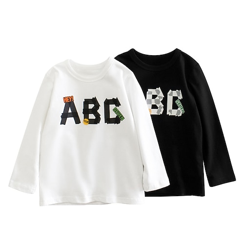 

Kids Unisex Sweatshirt Letter School Long Sleeve Active 2-8 Years Winter 3078 black 3078 Beige