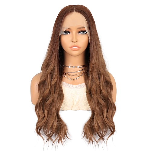 

Synthetic Lace Wig Body Wave Style 24 inch Brown Middle Part 13x4x1 T Part Lace Front Wig Women's Wig Dark Brown / Party Evening / Daily Wear / Party / Evening