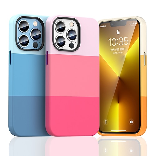 

Phone Case For Apple Back Cover Leather iPhone 14 Pro Max 13 Pro Max 12 Mini 11 Portable Universal Dustproof Tile Color Gradient PC PU Leather