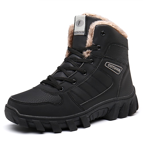 

Men's Boots Snow Boots Hiking Boots Winter Boots Fleece lined Sporty Outdoor Microfiber Booties / Ankle Boots Dark Brown Black Fall Spring