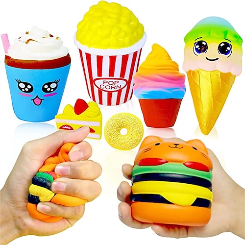 

Squishies Jumbo Slow Rising Squishy Toys Hamburger Cake Popcorn Donuts Ice Cream Set for Kids Party Favors Kawaii Squishys Stress Relief Squeeze Toys Squishys Fidget Toys for Adults
