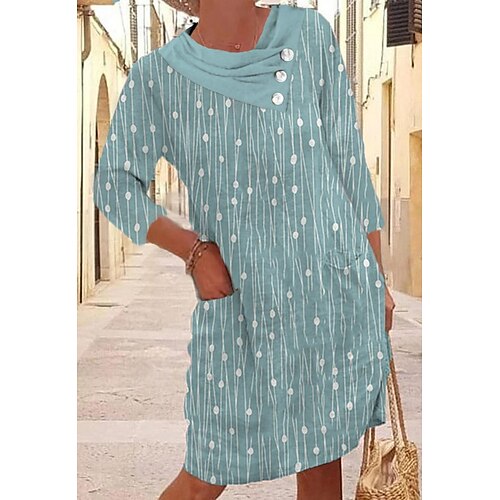 

Women's Casual Dress Sheath Dress Midi Dress Light Blue 3/4 Length Sleeve Ruched Winter Fall Autumn V Neck Modern Weekend 2022 S M L XL 2XL 3XL
