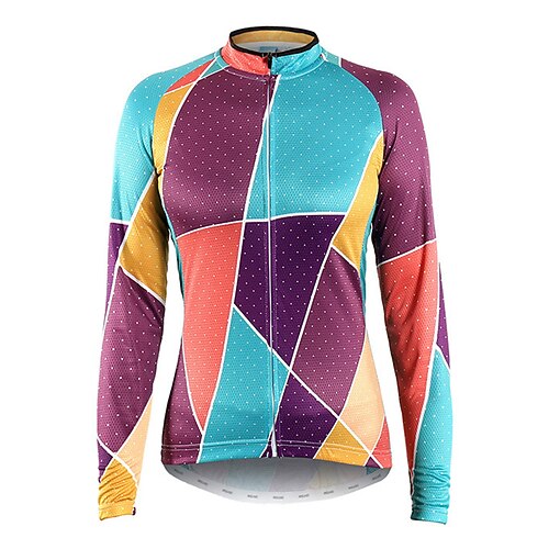 

21Grams Women's Cycling Jersey Long Sleeve Bike Top with 3 Rear Pockets Mountain Bike MTB Road Bike Cycling Quick Dry Moisture Wicking Blue Color Block Sports Clothing Apparel / Stretchy / Athleisure