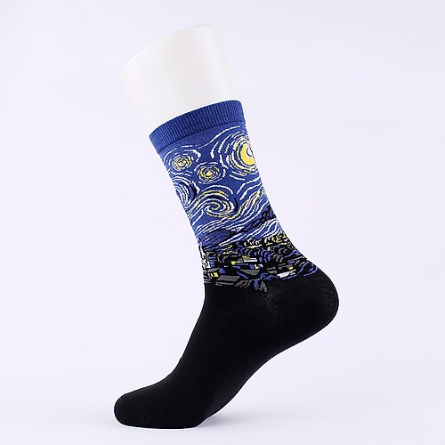 

Men's Crew Socks Home Daily Holiday Multi Color Cotton Simple Vintage Retro 1 Pair