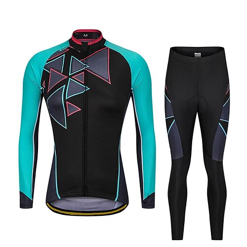 

21Grams Women's Cycling Jersey with Tights Short Sleeve Mountain Bike MTB Road Bike Cycling Black Geometic Bike Clothing Suit 3D Pad Breathable Quick Dry Moisture Wicking Back Pocket Polyester Spandex