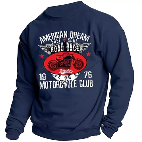 

Men's Sweatshirt Pullover Graphic Letter Print Daily Holiday Going out Hot Stamping Casual Streetwear Hoodies Sweatshirts Black Navy Blue