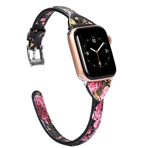 

1PC Smart Watch Band Compatible with Apple iWatch 38/40/41mm 42/44/45mm Genuine Leather Adjustable Breathable Shockproof Leather Loop for iWatch Smartwatch Strap Wristband for Series 7 / SE