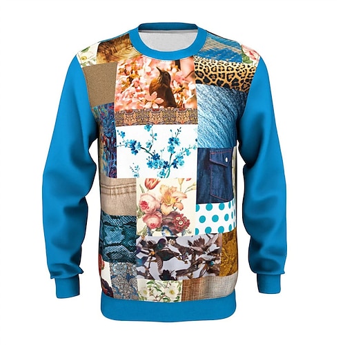 

Men's Unisex Sweatshirt Pullover Color Block Print Daily Sports Holiday 3D Print Casual Streetwear Hoodies Sweatshirts Blue