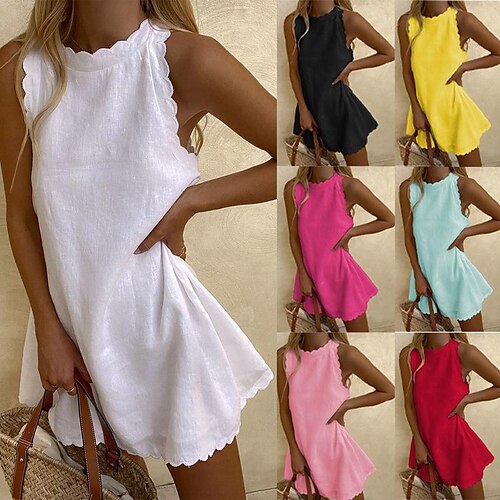 

2022 european and american foreign trade cross-border women's clothing amazon hot products sexy solid color sleeveless loose women's vest dress