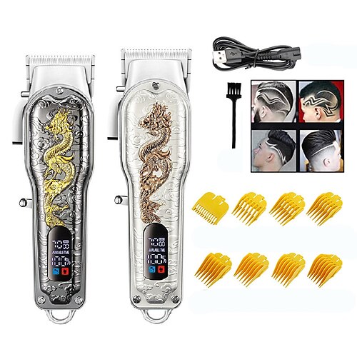 

Dragon Pattern Electric Hair Clippers LCD Digital Display Hair Clippers Metal Electric Clippers Men's Bald hair Clippers