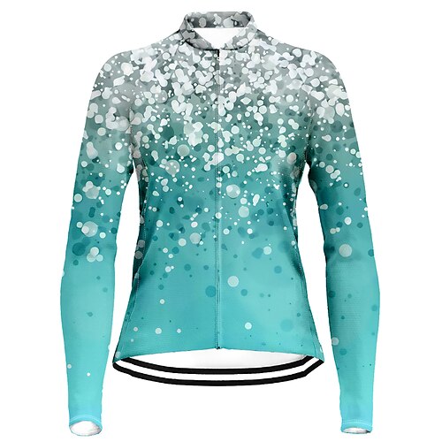 

21Grams Women's Cycling Jersey Long Sleeve Bike Top with 3 Rear Pockets Mountain Bike MTB Road Bike Cycling Breathable Quick Dry Moisture Wicking Blue Dot Spandex Polyester Sports Clothing Apparel