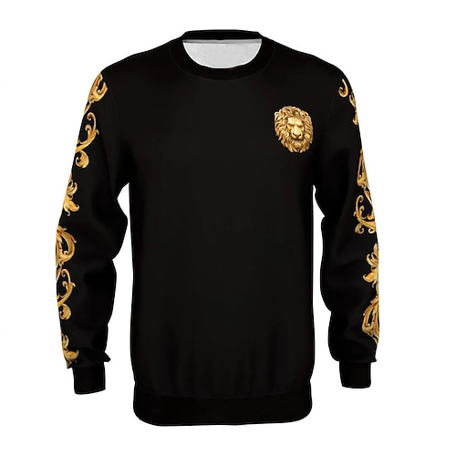 

Men's Unisex Sweatshirt Pullover Black Crew Neck Lion Graphic Prints Print Daily Sports Holiday 3D Print Streetwear Casual Big and Tall Spring & Fall Clothing Apparel Hoodies Sweatshirts Long Sleeve