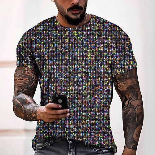 

Men's T shirt Tee Tee Graphic Round Neck Rainbow Short Sleeve 3D Print Casual Daily 3D Print Tops Fashion Cool Designer Comfortable / Summer / Summer