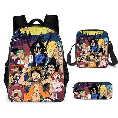 

One Piece Cartoon School Bag Primary School Student Backpack Backpack Three-piece Set