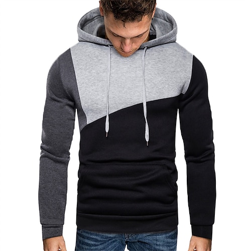 

Men's Full Zip Hoodie Jacket Color Block Patchwork Sports Outdoor Daily Sports Basic Casual Hoodies Sweatshirts Gray Purple Orange