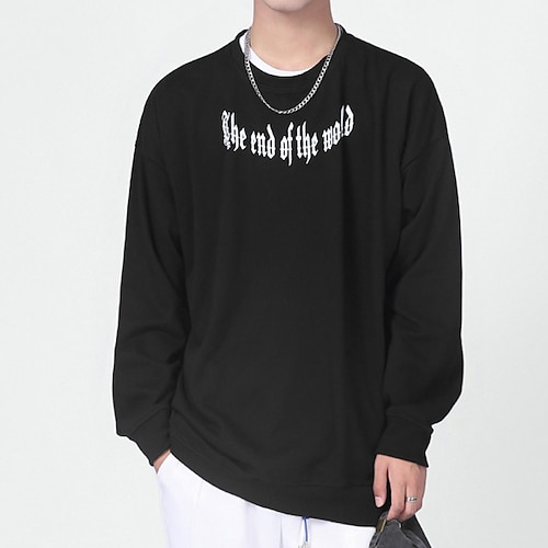 

Men's Sweatshirt Pullover Graphic Letter Print Daily Holiday Going out Hot Stamping Casual Streetwear Hoodies Sweatshirts Light Khaki. White Black