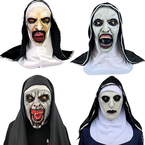 

Mask Horror Full Head Mask with Headscarf The Nun Dressup Cosplay Costume MasksParty Props,Skeleton Element for Hallow Mexican Day Of The Dead