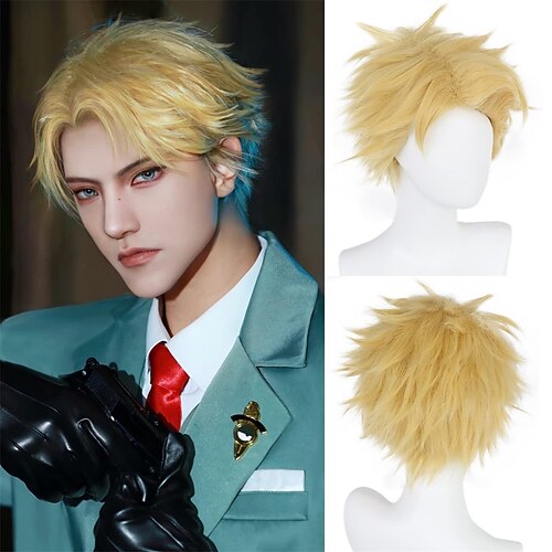 

Spy x Family Ebingoo Loid Forger Wig Blonde Wig for Men p Short Straight Wavy Blonde Cosplay Wig for Halloween Costume Party