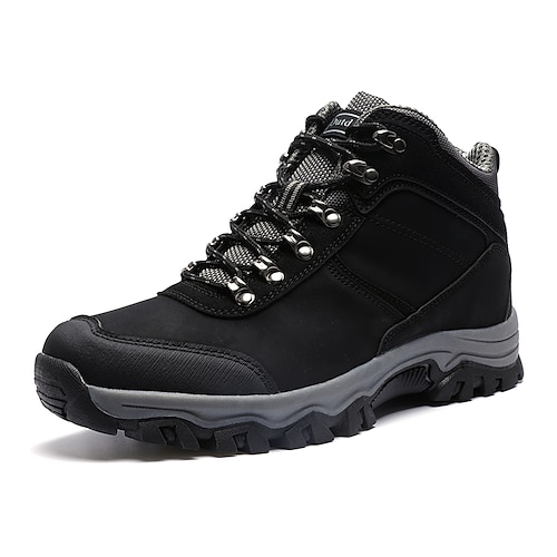 

Men's Oxfords Comfort Shoes Hiking Boots Sporty Casual Outdoor Daily Hiking Shoes Walking Shoes Mesh PU Mid-Calf Boots Black / Red Black Gray Fall Spring