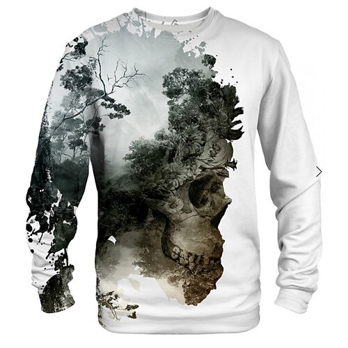 

Men's Unisex Sweatshirt Skull Graphic Prints Print Outdoor Street Daily 3D Print Basic Sports Hoodies Sweatshirts Long Sleeve White