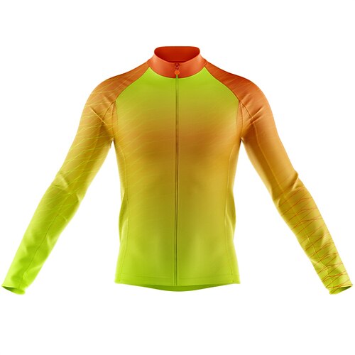 

21Grams Men's Cycling Jersey Long Sleeve Bike Top with 3 Rear Pockets Mountain Bike MTB Road Bike Cycling Breathable Quick Dry Moisture Wicking Reflective Strips Yellow Gradient Polyester Spandex