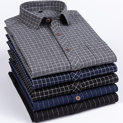 

Men's Shirt Dress Shirt Graphic Prints Square Neck A B C D E Long Sleeve Plus Size Wedding Street Button-Down Slim Tops Cotton Business Elegant Formal Pocket / Work