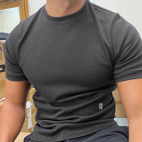 

Men's T shirt Tee Solid Color Graphic Prints Crew Neck Light gray Dark Gray Street Holiday Short Sleeve Clothing Apparel Designer Casual Comfortable / Summer / Summer