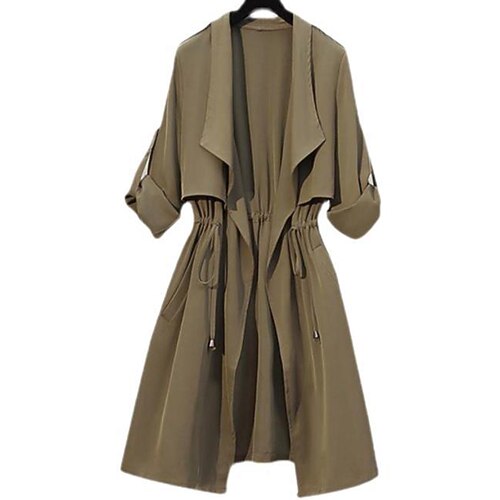 

Women's Trench Coat Warm Breathable Outdoor Daily Wear Vacation Going out Pocket Open Front V Neck Active Sports Comfortable Street Style Solid Color Regular Fit Outerwear Long Sleeve Winter Fall