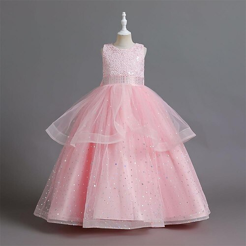 

Kids Little Girls' Dress Solid Colored Tulle Dress Party Daily Bow White Pink Wine Maxi Sleeveless Princess Cute Dresses Slim 3-12 Years
