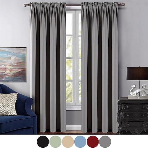 

Black Blackout Curtain Blinds Solid Thermal Insulated Window Treatment Blackout Drapes/Draperies for Bedroom