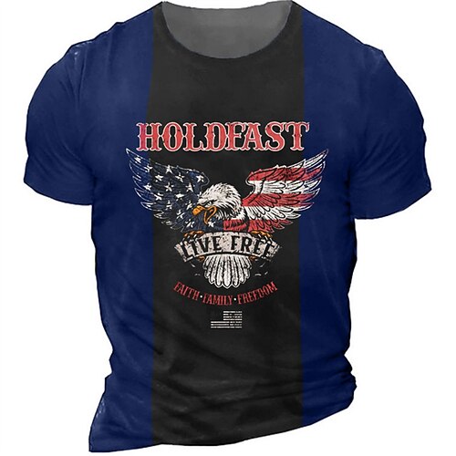

Men's Unisex T shirt Tee 3D Print Graphic Prints Eagle Crew Neck Street Daily Print Short Sleeve Tops Designer Casual Big and Tall Sports Blue / Summer