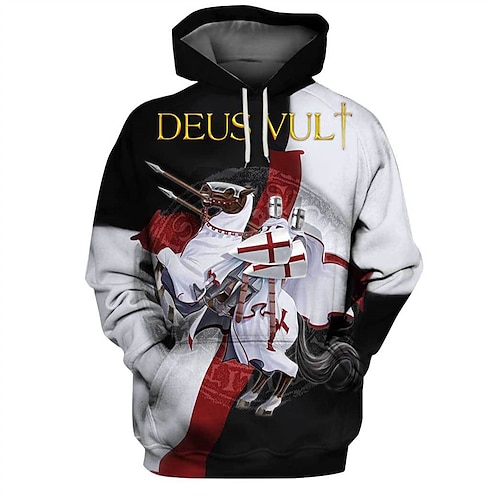 

Men's Unisex Pullover Hoodie Sweatshirt Hooded Graphic Prints Cross Print Daily Sports 3D Print Streetwear Designer Hoodies Sweatshirts Long Sleeve Black And White