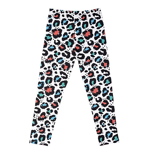 

Kids Girls' Pants Leggings White Blue Beige Leopard Fall Winter 3D Print Street 3-12 Years